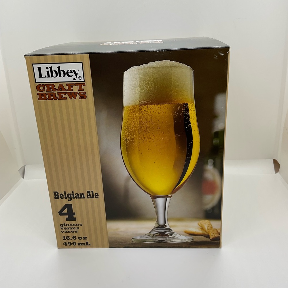 Libbey Craft Brews Belgian Ale Beer Glasses, Set of 4, NIB